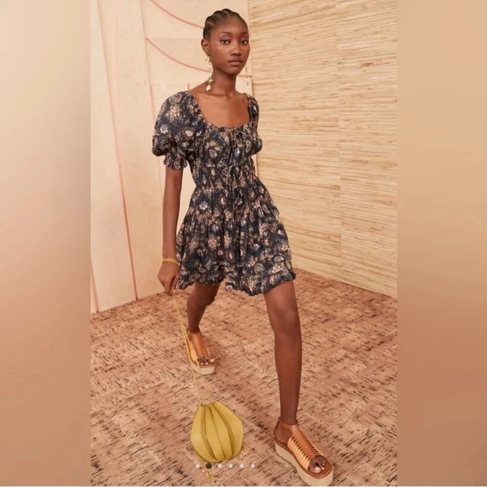 Ulla Johnson Juniper Mini Dress in Twilight Navy Floral milkmaid boho pockets - Picture 4 of 16